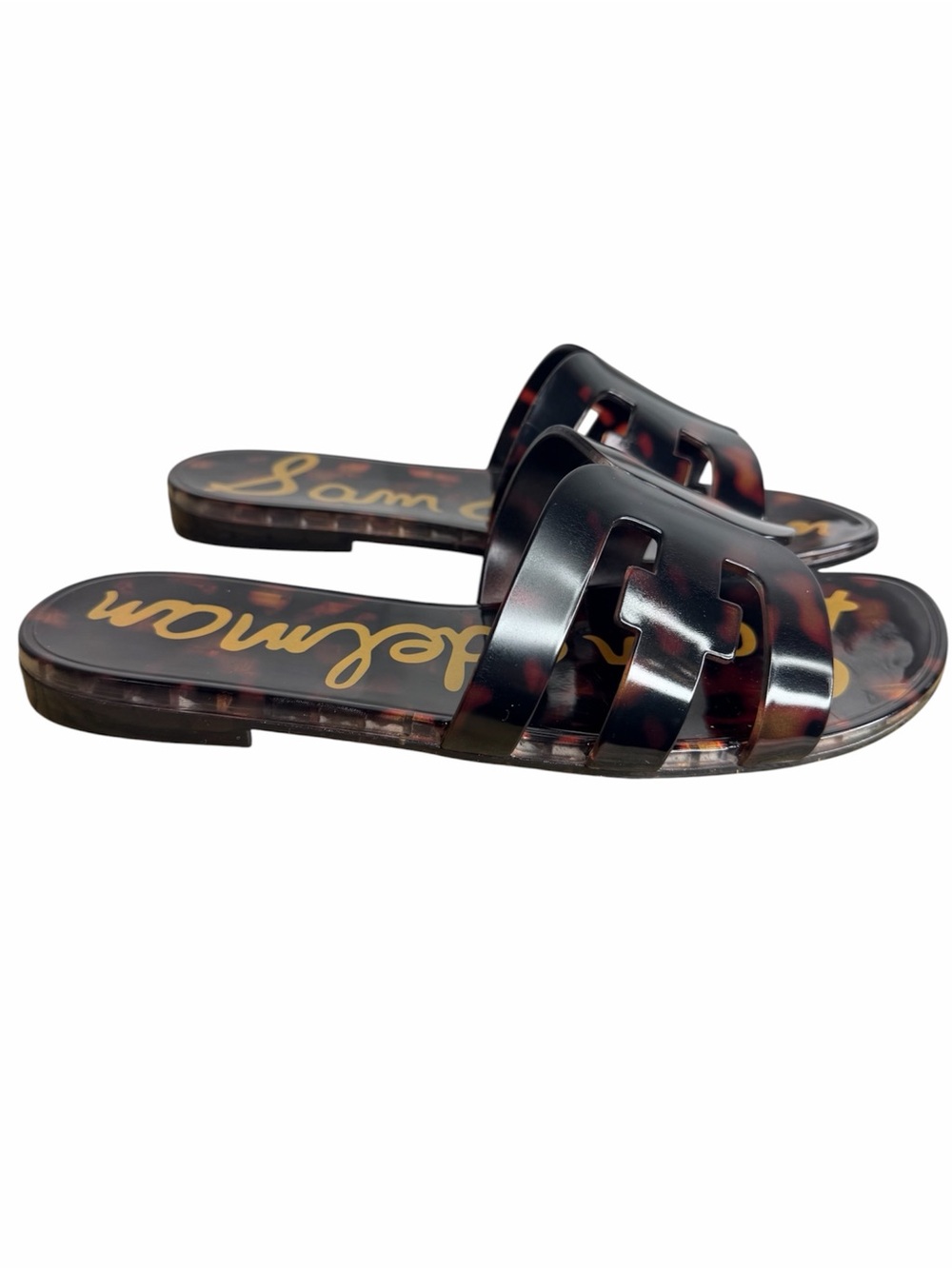 Sam Edelman Bay Jelly Slide Sandals size 7M Tortoise Brown Flat Shoes - Picture 2 of 7